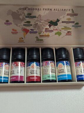Guru Nanda Set of 6 Therapeutic Grade 100% Pure & Natural Essential Oil Blends